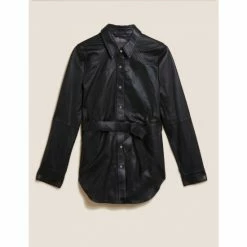 Autograph Leather Belted Shacket Women Black