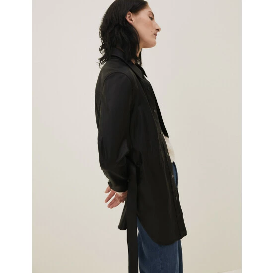 Autograph Leather Belted Shacket Women Black 4 Autograph Leather Belted Shacket Women Black - Image 4