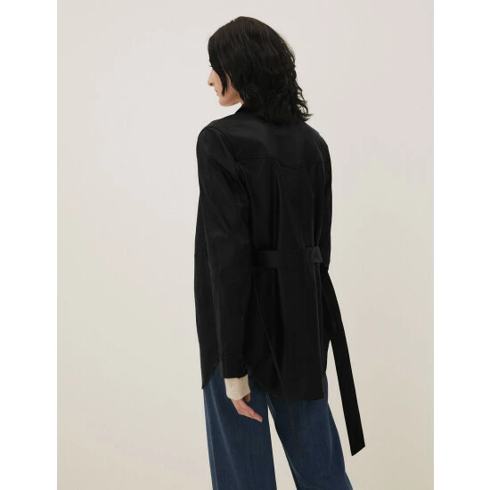 Autograph Leather Belted Shacket Women Black 5 Autograph Leather Belted Shacket Women Black - Image 5