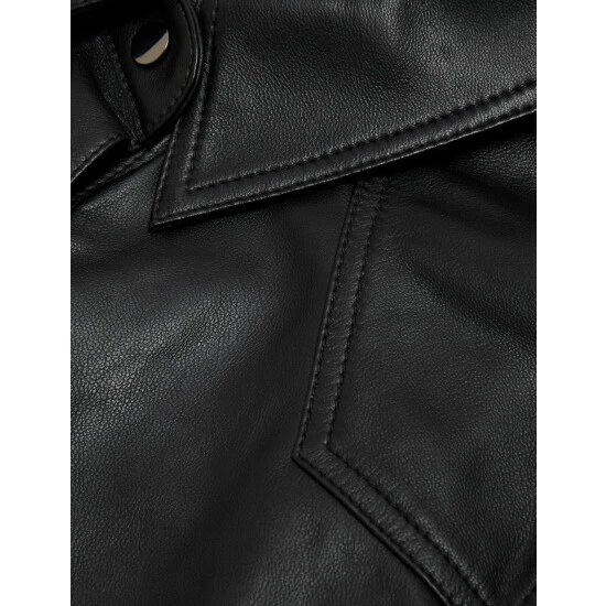 Autograph Leather Belted Shacket Women Black 6 Autograph Leather Belted Shacket Women Black - Image 6