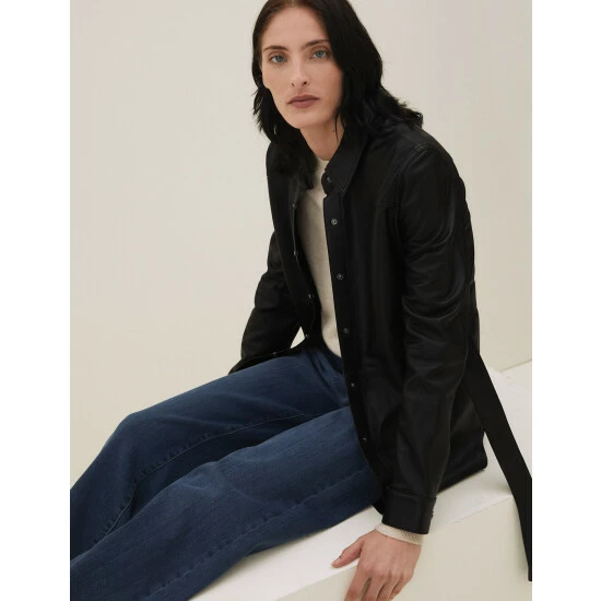 Autograph Leather Belted Shacket Women Black 7 Autograph Leather Belted Shacket Women Black - Image 7