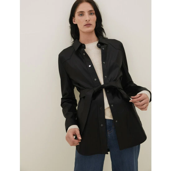 Autograph Leather Belted Shacket Women Black 8 Autograph Leather Belted Shacket Women Black - Image 8