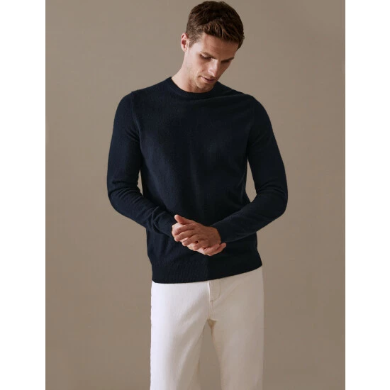 Autograph Pure Cashmere Crew Neck Jumper Men Purple 2 Autograph Pure Cashmere Crew Neck Jumper Men Purple - Image 2