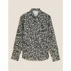 Autograph Cotton Rich Floral Shirt Men Black Mix