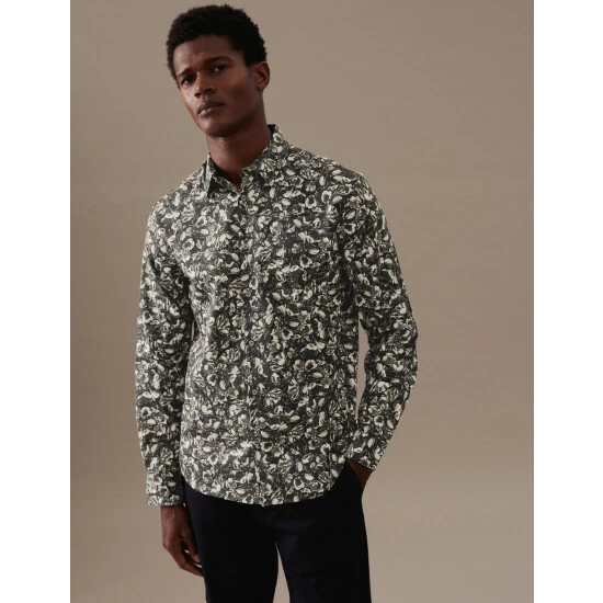 Autograph Cotton Rich Floral Shirt Men Black Mix 4 Autograph Cotton Rich Floral Shirt Men Black Mix - Image 4