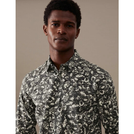 Autograph Cotton Rich Floral Shirt Men Black Mix 7 Autograph Cotton Rich Floral Shirt Men Black Mix - Image 7
