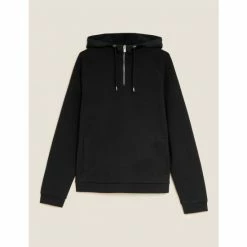 Autograph Cotton Blend Half Zip Hoodie Men Black