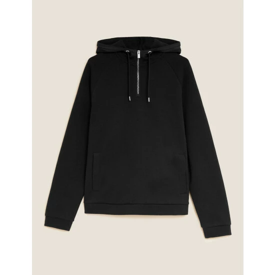 Autograph Cotton Blend Half Zip Hoodie Men Black 1 Autograph Cotton Blend Half Zip Hoodie Men Black