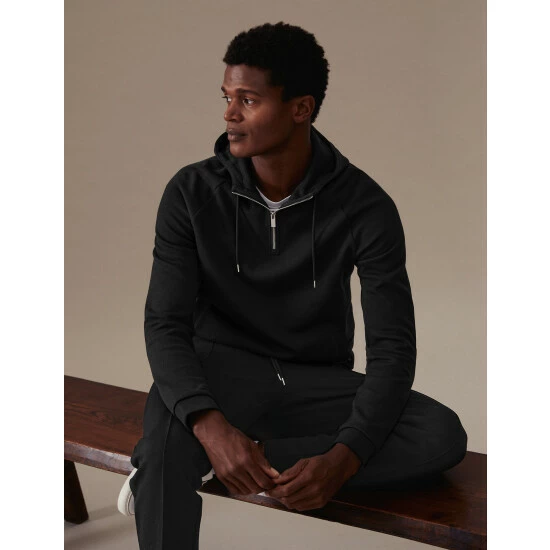 Autograph Cotton Blend Half Zip Hoodie Men Black 3 Autograph Cotton Blend Half Zip Hoodie Men Black - Image 3