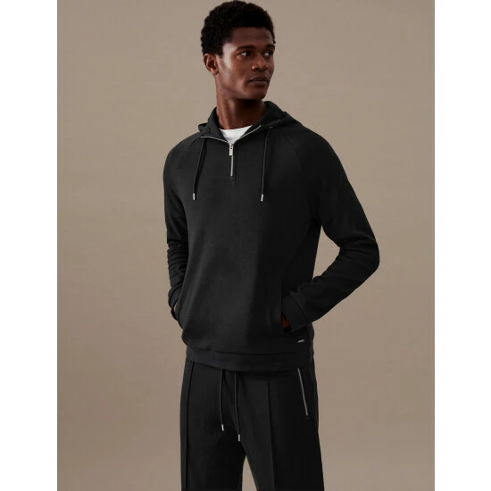 Autograph Cotton Blend Half Zip Hoodie Men Black 4 Autograph Cotton Blend Half Zip Hoodie Men Black - Image 4