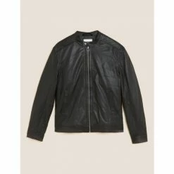 Autograph Leather Biker Jacket Men Black