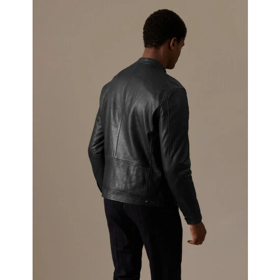 Autograph Leather Biker Jacket Men Black 7 Autograph Leather Biker Jacket Men Black - Image 7
