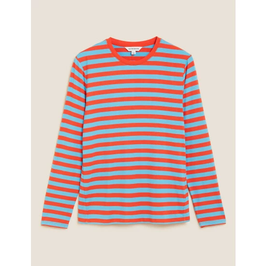 Autograph Jersey Striped Round Neck Top Women Orange Mix 1 Autograph Jersey Striped Round Neck Top Women Orange Mix
