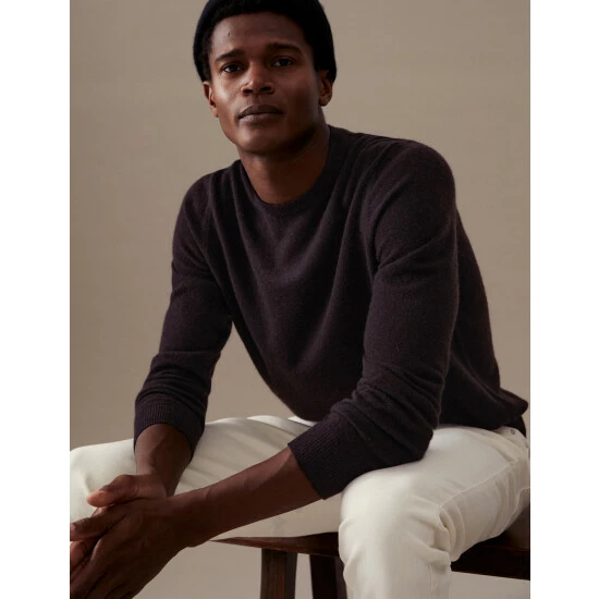 Autograph Pure Cashmere Crew Neck Jumper Men Purple 9 Autograph Pure Cashmere Crew Neck Jumper Men Purple - Image 9