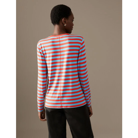 Autograph Jersey Striped Round Neck Top Women Orange Mix 4 Autograph Jersey Striped Round Neck Top Women Orange Mix - Image 4