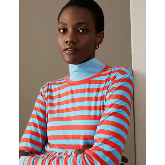 Autograph Jersey Striped Round Neck Top Women Orange Mix 5 Autograph Jersey Striped Round Neck Top Women Orange Mix - Image 5