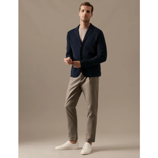 Autograph Cotton Modal Knitted Blazer Men Navy 2 Autograph Cotton Modal Knitted Blazer Men Navy - Image 2