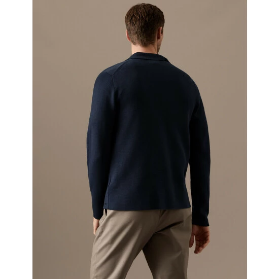 Autograph Cotton Modal Knitted Blazer Men Navy 4 Autograph Cotton Modal Knitted Blazer Men Navy - Image 4