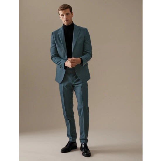 Autograph Tailored Fit Wool With Cashmere Trousers Men Teal 5 Autograph Tailored Fit Wool With Cashmere Trousers Men Teal - Image 5