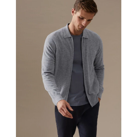 Autograph Pure Cashmere Knitted Jumper Men Navy 4 Autograph Pure Cashmere Knitted Jumper Men Navy - Image 4