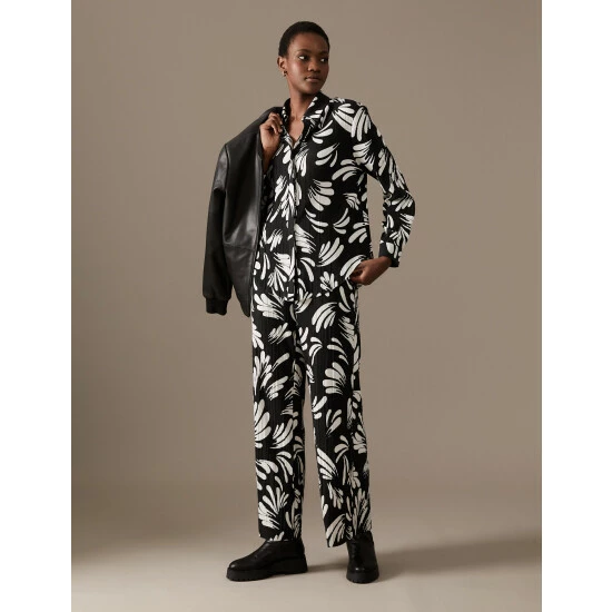 Autograph Jersey Printed Wide Leg Trousers Women Black Mix 5 Autograph Jersey Printed Wide Leg Trousers Women Black Mix - Image 5