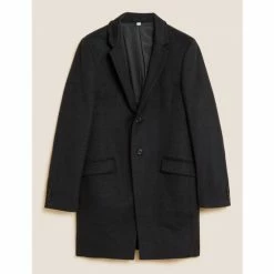 Autograph Wool Blend Check Overcoat Men Charcoal Mix