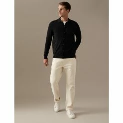 Autograph Pure Extra Fine Merino Wool Knitted Polo Shirt Men Black -autograph Shop unnamed file 2064