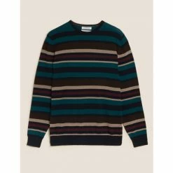 Autograph Premium Cotton Striped Crew Neck Jumper Men Multi