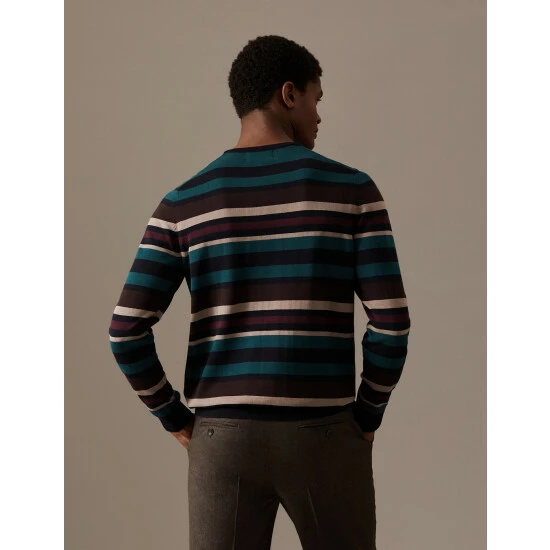 Autograph Premium Cotton Striped Crew Neck Jumper Men Multi 5 Autograph Premium Cotton Striped Crew Neck Jumper Men Multi - Image 5