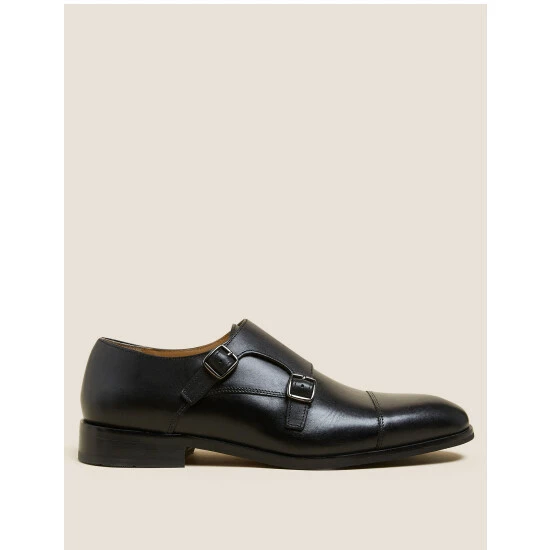 Autograph Leather Double Monk Strap Shoes Men Black 3 Autograph Leather Double Monk Strap Shoes Men Black - Image 3