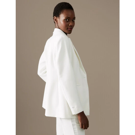 Autograph Single Breasted Tuxedo Blazer Women Ivory 2 Autograph Single Breasted Tuxedo Blazer Women Ivory - Image 2