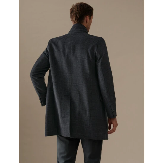 Autograph Wool Blend Check Overcoat Men Charcoal Mix 4 Autograph Wool Blend Check Overcoat Men Charcoal Mix - Image 4