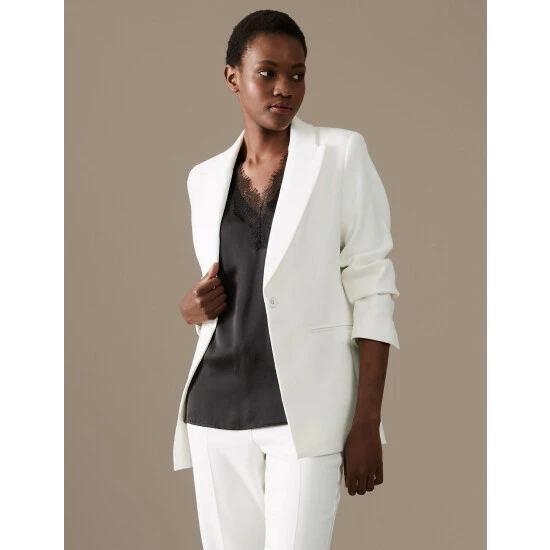 Autograph Single Breasted Tuxedo Blazer Women Ivory 7 Autograph Single Breasted Tuxedo Blazer Women Ivory - Image 7