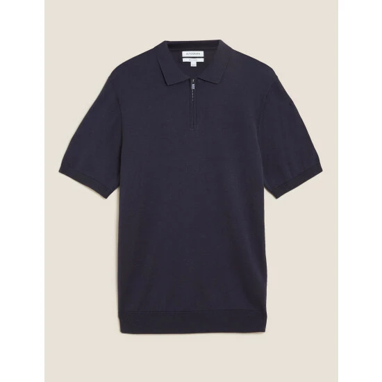 Autograph Silk Cotton Knitted Polo Shirt Men Navy 1 Autograph Silk Cotton Knitted Polo Shirt Men Navy