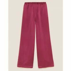 Autograph Pure Silk Wide Leg Trousers Women Raspberry