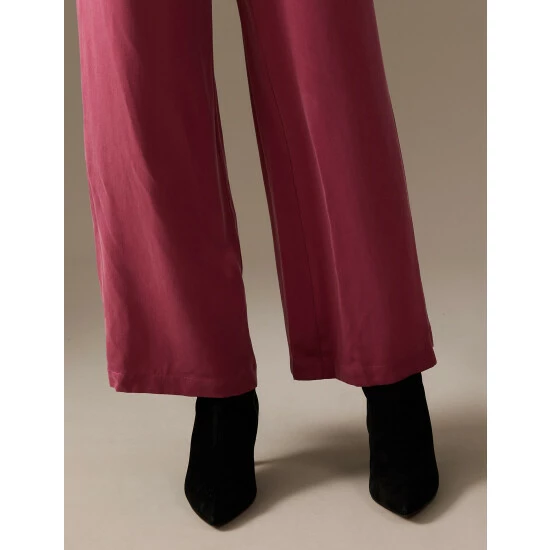 Autograph Pure Silk Wide Leg Trousers Women Raspberry 4 Autograph Pure Silk Wide Leg Trousers Women Raspberry - Image 4