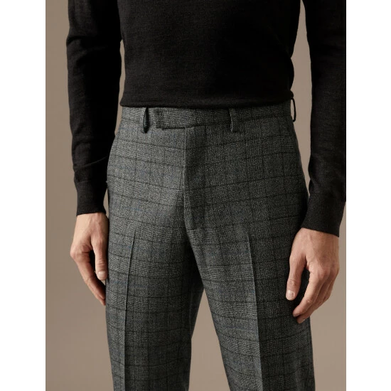 Autograph Tailored Fit Wool Rich Check Trousers Men Grey Mix 5 Autograph Tailored Fit Wool Rich Check Trousers Men Grey Mix - Image 5
