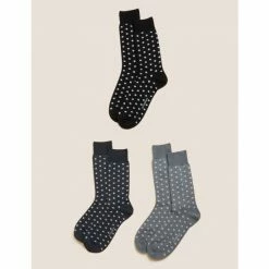 Autograph 3pk Polka Dot Cotton Blend Socks Men Black Mix
