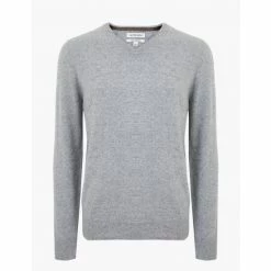 Autograph Pure Cashmere V-Neck Jumper Men Medium Grey