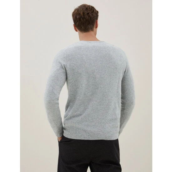 Autograph Pure Cashmere V-Neck Jumper Men Medium Grey 4 Autograph Pure Cashmere V-Neck Jumper Men Medium Grey - Image 4