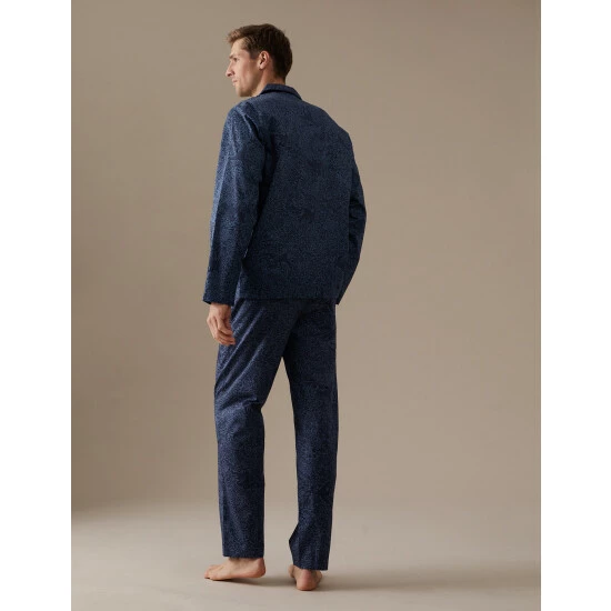 Autograph Cotton Rich Bird Print Pyjama Set Men Blue Mix 5 Autograph Cotton Rich Bird Print Pyjama Set Men Blue Mix - Image 5