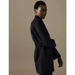 Autograph Wool Blend Belted Wrap Coat Women Black -autograph Shop unnamed file 2270