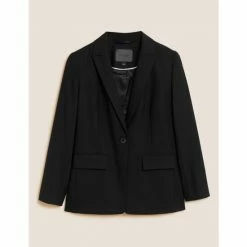 Autograph Wool Blend Single Breasted Blazer With Silk Women Deep Mauve