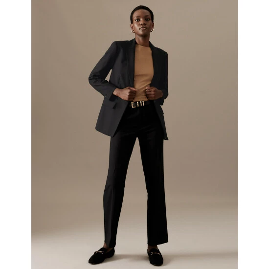 Autograph Wool Blend Single Breasted Blazer With Silk Women Deep Mauve 6 Autograph Wool Blend Single Breasted Blazer With Silk Women Deep Mauve - Image 6