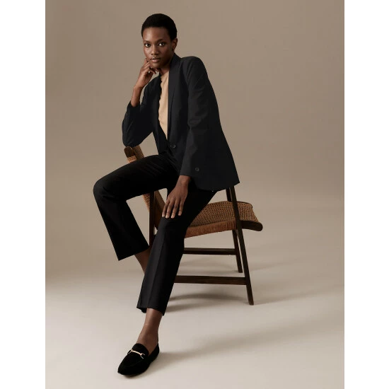 Autograph Wool Blend Single Breasted Blazer With Silk Women Deep Mauve 8 Autograph Wool Blend Single Breasted Blazer With Silk Women Deep Mauve - Image 8