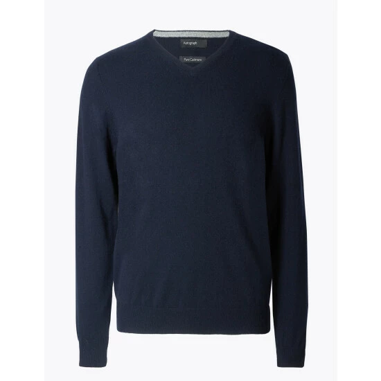 Autograph Pure Cashmere V-Neck Jumper Men Medium Grey 8 Autograph Pure Cashmere V-Neck Jumper Men Medium Grey - Image 8