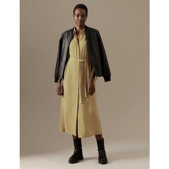 Autograph Printed Belted Midaxi Shirt Dress Women Gold Mix 4 Autograph Printed Belted Midaxi Shirt Dress Women Gold Mix - Image 4