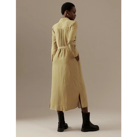 Autograph Printed Belted Midaxi Shirt Dress Women Gold Mix 5 Autograph Printed Belted Midaxi Shirt Dress Women Gold Mix - Image 5