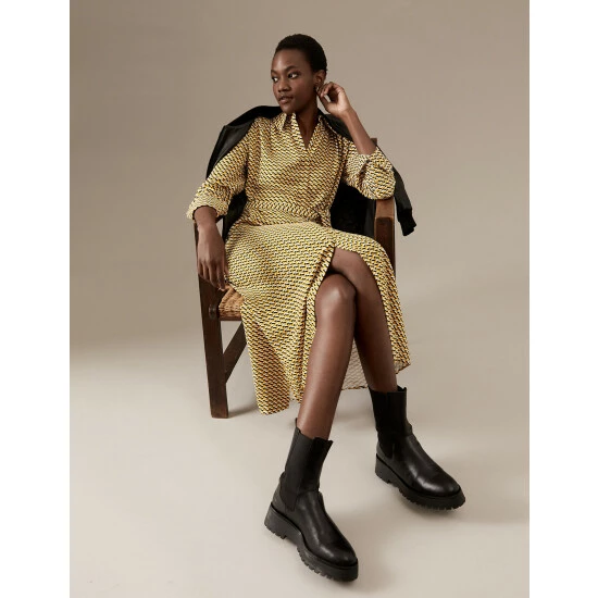 Autograph Printed Belted Midaxi Shirt Dress Women Gold Mix 8 Autograph Printed Belted Midaxi Shirt Dress Women Gold Mix - Image 8