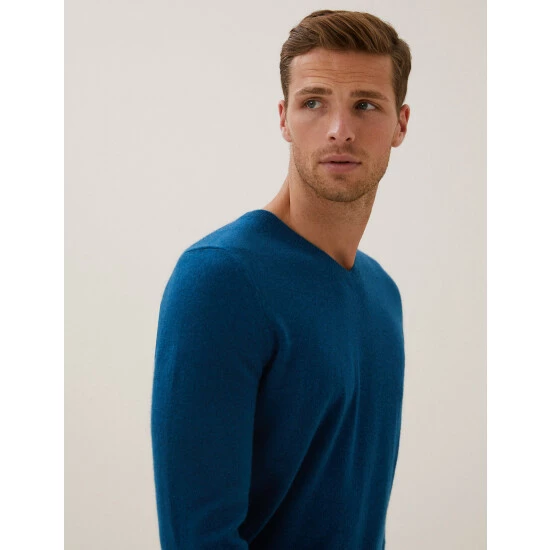 Autograph Pure Cashmere V-Neck Jumper Men Medium Grey 9 Autograph Pure Cashmere V-Neck Jumper Men Medium Grey - Image 9